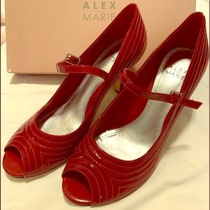 Alex Marie Peep Toe Red Heels